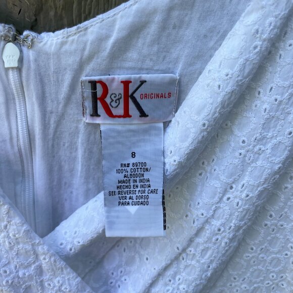 R&K‎ Dress Size 8 White Babydoll Cottage Coquette Boho Romantic Y2K Embroidered - Picture 4 of 6